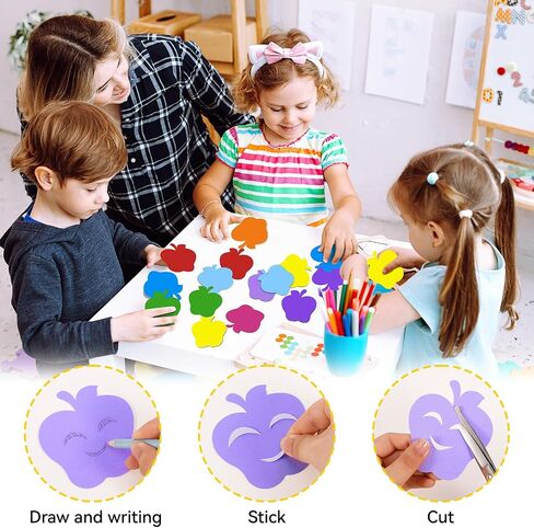 216 Pcs Apple Cutouts for Bulletin Board Decor,3.5 inch Spring Paper Apple Cut Outs Colorful Wall Stickers with 250 Glue Point for Classroom Craft Kids Back to School Bulletin Board Easter Decor in Saudi Arabia