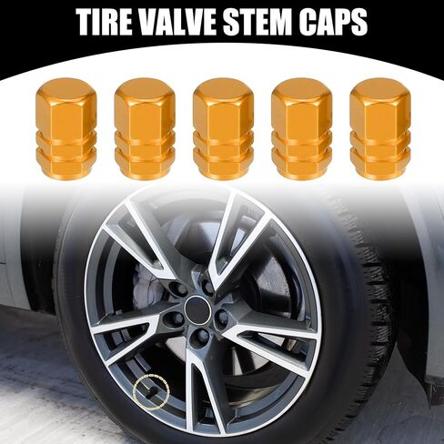 5 Pcs 0.43"x0.39"x0.63" Universal Tire Wheel Valve Stem Caps - Car Tire Valve Dust Caps Durable - Aluminum Alloy Black in Saudi Arabia