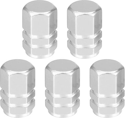 5 Pcs 0.43"x0.39"x0.63" Universal Tire Wheel Valve Stem Caps - Car Tire Valve Dust Caps Durable - Aluminum Alloy Black in Saudi Arabia