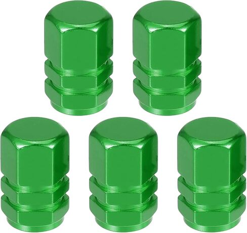 5 Pcs 0.43"x0.39"x0.63" Universal Tire Wheel Valve Stem Caps - Car Tire Valve Dust Caps Durable - Aluminum Alloy Black in Kuwait