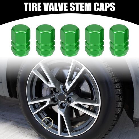 5 Pcs 0.43"x0.39"x0.63" Universal Tire Wheel Valve Stem Caps - Car Tire Valve Dust Caps Durable - Aluminum Alloy Black in Kuwait