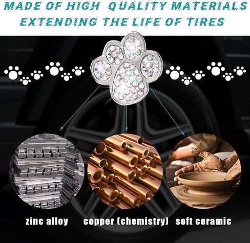 4PCS Crystal Paw Tire Valve Caps, Bling Handmade Rhinestone Car Tire Valve Dust Caps with Airtight Seal, Universal Vehicle Tire Rim Valve Stem Covers for Women and Girls (Lake Blue) in Saudi Arabia