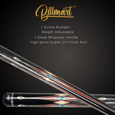 عصا البلياردو، عصي البلياردو مع حافظة صلبة، قطعتان من عصي طاولة البلياردو مقاس 58 بوصة، قائمة انتظار البلياردو بطرف 13 مم، 19-21 أونصة لطاولة البلياردو in Kuwait