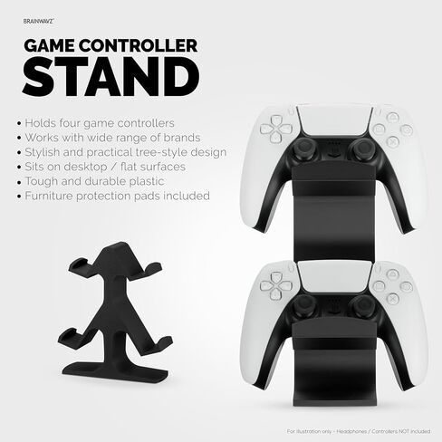 BRAINWAVZ Quad Game Controller Holder for Desks, Intuitive Design, Universal Fit for Al All Gamepads, Ideal for Desks & Side tables, Reduce Clutter & Display Your Gear Better UGDS08 (Black) in Saudi Arabia