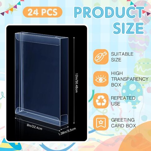 24 Pcs Rectangle Clear Plastic Boxes PVC Transparent File Box, 9 x 12 x 1.38 Inch Document Storage Box Lightweight Photo Storage Protector Office Supplies Gift Boxes for Stationery A4 File in Saudi Arabia