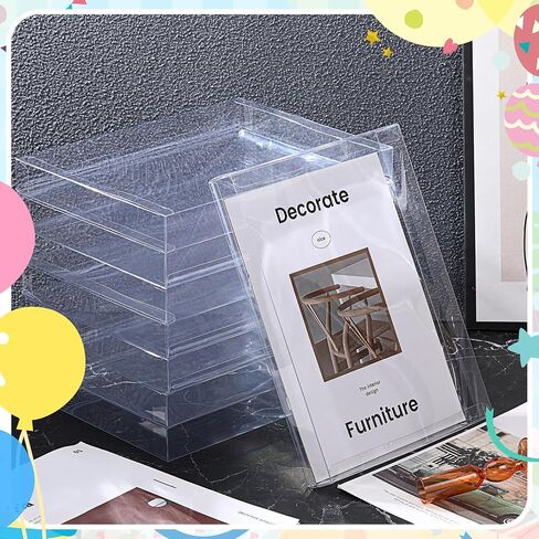 24 Pcs Rectangle Clear Plastic Boxes PVC Transparent File Box, 9 x 12 x 1.38 Inch Document Storage Box Lightweight Photo Storage Protector Office Supplies Gift Boxes for Stationery A4 File in Saudi Arabia
