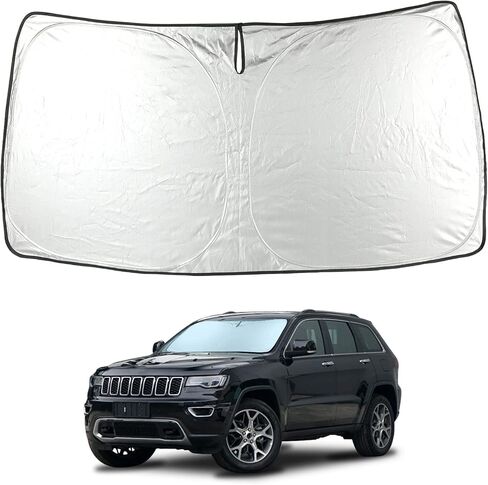 مظلة شمسية للزجاج الأمامي متوافقة مع 2011-2021 جيب جراند شيروكي SUV، مظلة أمامية من الشمس، درع حراري مناسب حسب الطلب، حاجب من الشمس قابل للطي in Kuwait