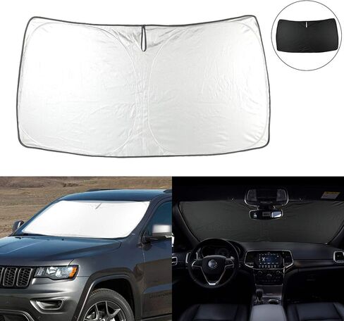 مظلة شمسية للزجاج الأمامي متوافقة مع 2011-2021 جيب جراند شيروكي SUV، مظلة أمامية من الشمس، درع حراري مناسب حسب الطلب، حاجب من الشمس قابل للطي in Kuwait