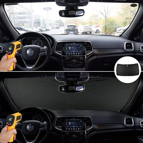 مظلة شمسية للزجاج الأمامي متوافقة مع 2011-2021 جيب جراند شيروكي SUV، مظلة أمامية من الشمس، درع حراري مناسب حسب الطلب، حاجب من الشمس قابل للطي in Kuwait