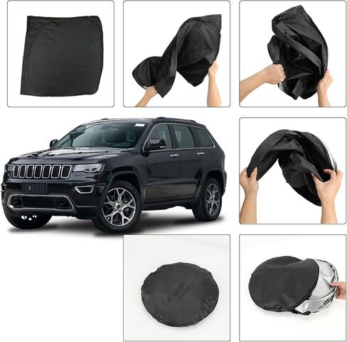 مظلة شمسية للزجاج الأمامي متوافقة مع 2011-2021 جيب جراند شيروكي SUV، مظلة أمامية من الشمس، درع حراري مناسب حسب الطلب، حاجب من الشمس قابل للطي in Kuwait