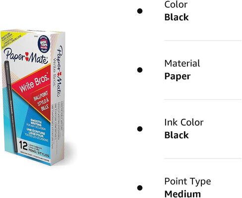 Paper Mate Write Bros Ballpoint Pens, Medium Point (1.0mm), Black, 12 Count each, Pack of 3 (36 Pack Total) in Saudi Arabia