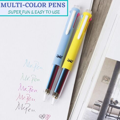 Mr. Pen - Multicolor Ballpoint Pens, 4 Pack, 5 Inks, 0.7mm Fine Point, Ideal for Note-Taking, Doodling, Color-Coding, Reliable and Smooth Writing in Saudi Arabia