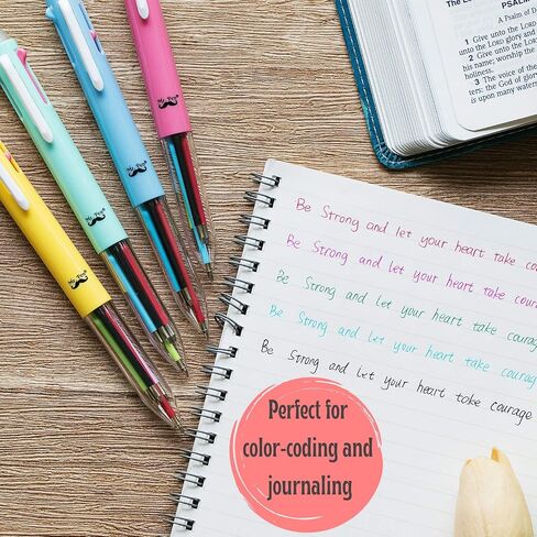 Mr. Pen - Multicolor Ballpoint Pens, 4 Pack, 5 Inks, 0.7mm Fine Point, Ideal for Note-Taking, Doodling, Color-Coding, Reliable and Smooth Writing in Saudi Arabia