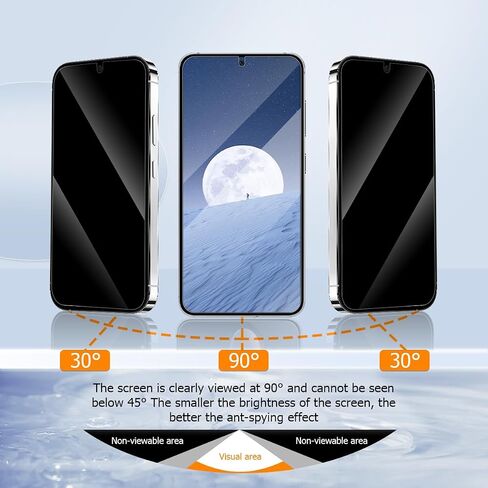 [3+2 Pack] Galaxy S24 Privacy Screen Protector and Camera Lens Protector, 3D Full Cover, Fingerprint Unlock, Anti Spy, 9H Tempered Glass for Samsung S24（6.2 Inch） in Saudi Arabia