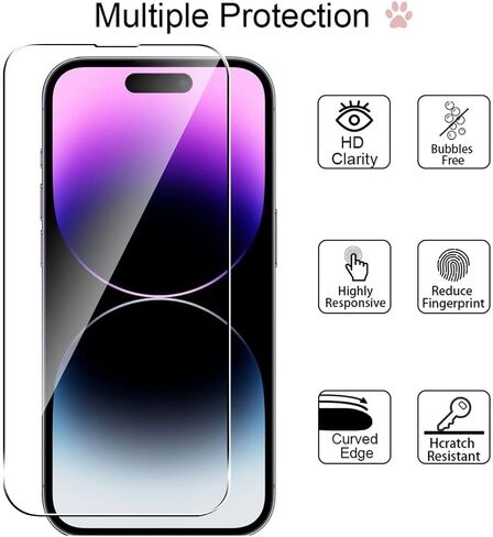 Glass Screen Protector for iPhone 15 Pro Max [6.7 Inch] Display 3 Pack Tempered Glass, Sensor Protection, Dynamic Island Compatible, Case Friendly in Saudi Arabia