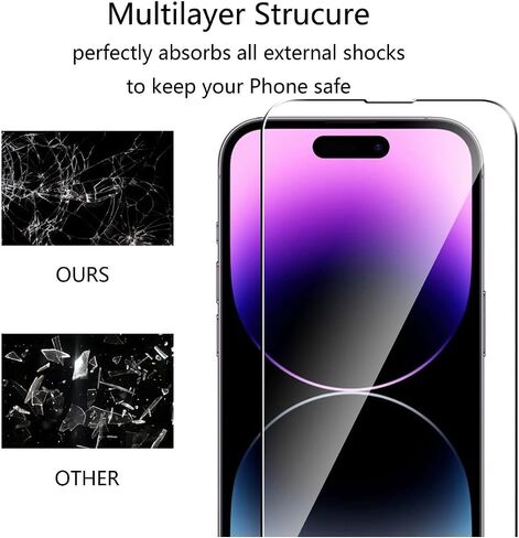 Glass Screen Protector for iPhone 15 Pro Max [6.7 Inch] Display 3 Pack Tempered Glass, Sensor Protection, Dynamic Island Compatible, Case Friendly in Saudi Arabia