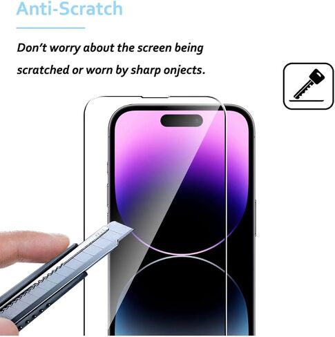 Glass Screen Protector for iPhone 15 Pro Max [6.7 Inch] Display 3 Pack Tempered Glass, Sensor Protection, Dynamic Island Compatible, Case Friendly in Saudi Arabia