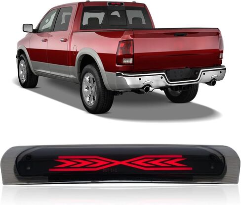 Third 3rd Brake Light for 2002-2008 Dodge Ram 1500/2003-2009 Dodge Ram 2500 3500, LED High Mount Stop Light X Style Sequential Rear Center Roof Tail Lamp, Smoke Lens in Kuwait