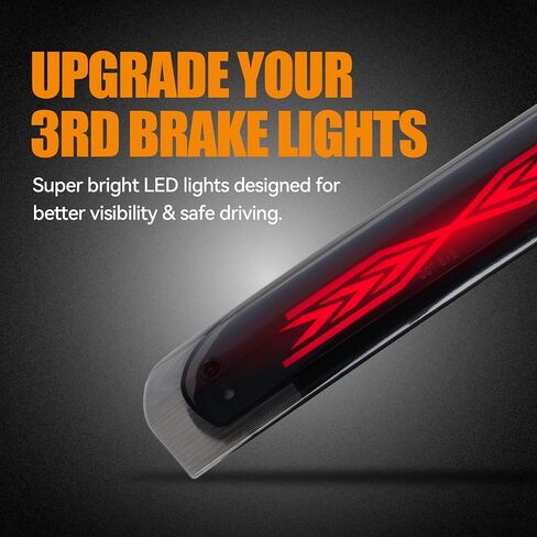 Third 3rd Brake Light for 2002-2008 Dodge Ram 1500/2003-2009 Dodge Ram 2500 3500, LED High Mount Stop Light X Style Sequential Rear Center Roof Tail Lamp, Smoke Lens in Kuwait