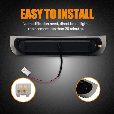 Third 3rd Brake Light for 2002-2008 Dodge Ram 1500/2003-2009 Dodge Ram 2500 3500, LED High Mount Stop Light X Style Sequential Rear Center Roof Tail Lamp, Smoke Lens in Kuwait