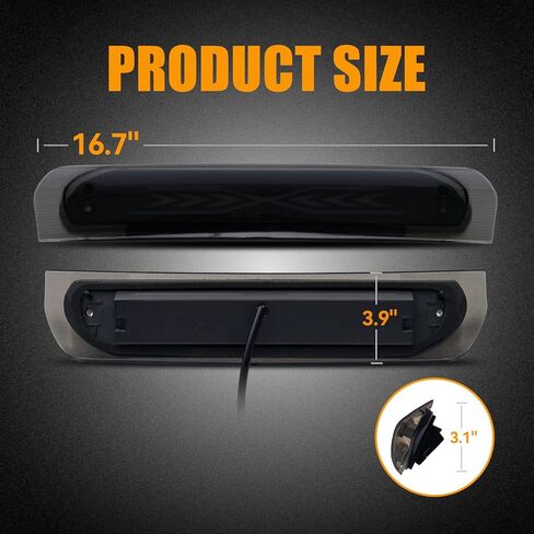 Third 3rd Brake Light for 2002-2008 Dodge Ram 1500/2003-2009 Dodge Ram 2500 3500, LED High Mount Stop Light X Style Sequential Rear Center Roof Tail Lamp, Smoke Lens in Kuwait
