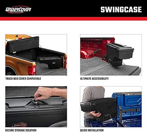 صندوق تخزين سرير الشاحنة UnderCover SwingCase | SC105D | يناسب 2020 - 2023 جانب السائقين Chevy/GMC Silverado/Sierra 2500/3500HD، أسود in Kuwait