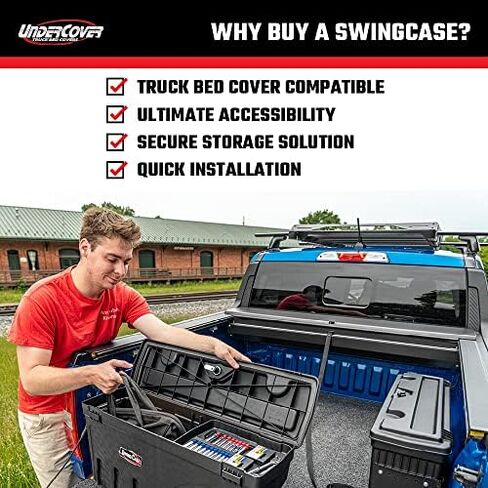 صندوق تخزين سرير الشاحنة UnderCover SwingCase | SC105D | يناسب 2020 - 2023 جانب السائقين Chevy/GMC Silverado/Sierra 2500/3500HD، أسود in Kuwait