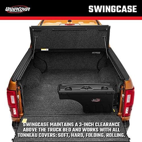 صندوق تخزين سرير الشاحنة UnderCover SwingCase | SC105D | يناسب 2020 - 2023 جانب السائقين Chevy/GMC Silverado/Sierra 2500/3500HD، أسود in Kuwait