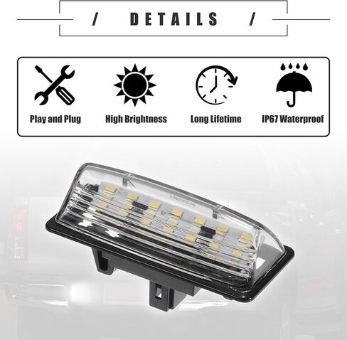 Motoforti LED لوحة ترخيص ضوء، LED لوحة ترخيص ضوء مصباح، لنيسان ماكسيما 2016-2022، بلاستيك، رقم 265108991B، أسود in Saudi Arabia