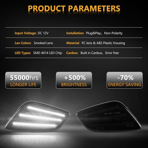 مصابيح إشارة جانبية للحاجز الأمامي، مصابيح إشارة إشارة الانعطاف باللون الكهرمان LED متوافقة مع 1997-2006 Jeep Wrangler TJ 55155629AC 55155628AC - عدسات مدخنة in Saudi Arabia