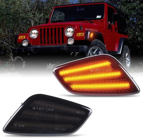 Front Fender Side Marker Lights, Led Amber Turn Marker Signal Lamps Compatible with 1997-2006 Jeep Wrangler TJ 55155629AC 55155628AC - Clear Lens in Saudi Arabia