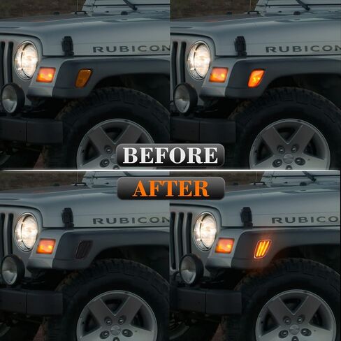 Front Fender Side Marker Lights, Led Amber Turn Marker Signal Lamps Compatible with 1997-2006 Jeep Wrangler TJ 55155629AC 55155628AC - Clear Lens in Saudi Arabia