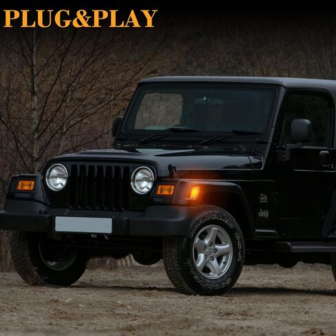 Front Fender Side Marker Lights, Led Amber Turn Marker Signal Lamps Compatible with 1997-2006 Jeep Wrangler TJ 55155629AC 55155628AC - Clear Lens in Saudi Arabia