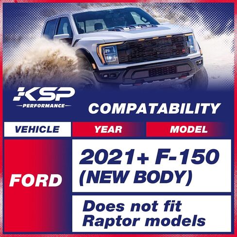 KSP F150 Full Leveling Lift KIts 2"F+1"R, Suspension Level Kit for Ford F150 2WD 4WD 2021-2022 Including 2inch Front Strut Spacers and 1inch Rear Lift Blocks with Extended U Bolts, Pack of 8pcs in Saudi Arabia