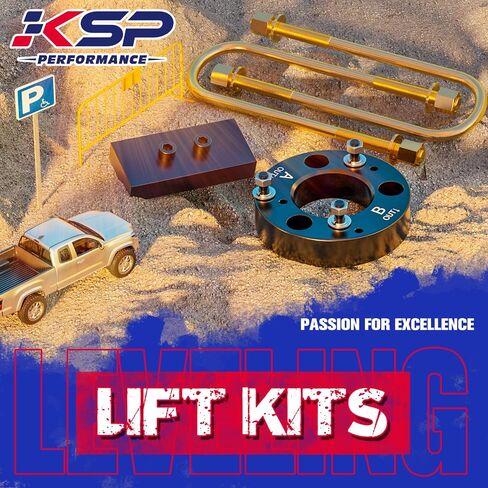 KSP F150 Full Leveling Lift KIts 2"F+1"R, Suspension Level Kit for Ford F150 2WD 4WD 2021-2022 Including 2inch Front Strut Spacers and 1inch Rear Lift Blocks with Extended U Bolts, Pack of 8pcs in Saudi Arabia