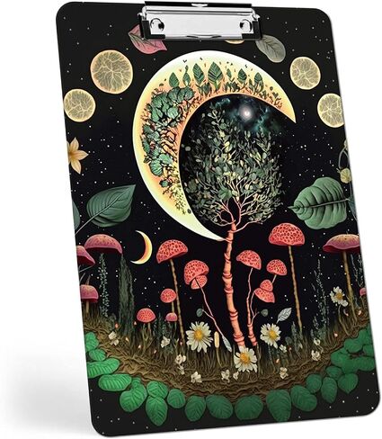 Rossy Plastic Clipboard,Cute Clipboard Standard A4 Letter Size (9"x12.5") Writing Clip Board with Low Profile Metal Clip & Retractable Hanging Hole for Nurses,Students,Office and Women,Art Moon Stars in Saudi Arabia