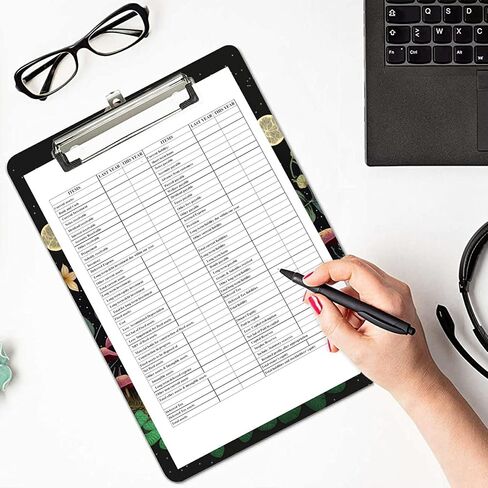 Rossy Plastic Clipboard,Cute Clipboard Standard A4 Letter Size (9"x12.5") Writing Clip Board with Low Profile Metal Clip & Retractable Hanging Hole for Nurses,Students,Office and Women,Art Moon Stars in Saudi Arabia