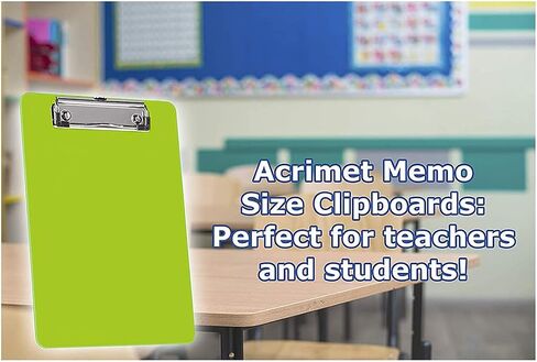 Acrimet Clipboard Memo Size A5 (9 1/4" x 6 5/16") Low Profile Clip (Plastic) (Green Citrus Color) (6 Pack) in Saudi Arabia