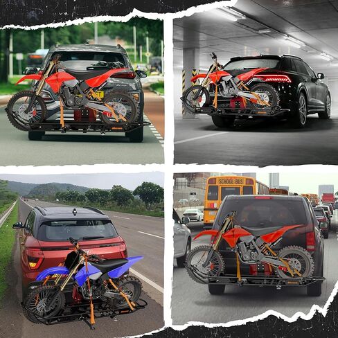 قبعة موكينز 500 رطل. مجموعة حامل وصلة وصلة حامل الدراجة النارية | حامل وصلة وصلة للدراجة الترابية شديد التحمل مقاس 83 بوصة | حامل دراجة ترابية للإطارات حتى 5.5 بوصة عرض| حامل وصلة ربط الدراجة النارية ومنحدر الدراجة الترابية للشاحنة أو السيارة أو سيارات ال in Kuwait