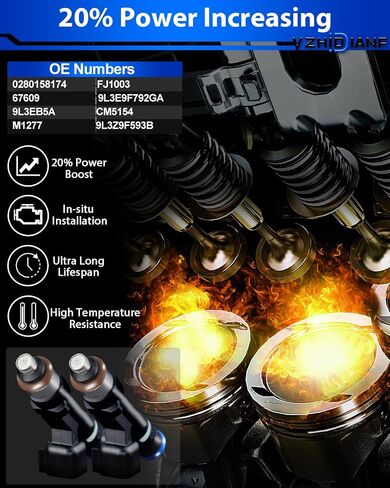 محاقن الوقود 0280158174 المحسنة تناسب: -Ford Expedition F150 V8 5.4L 2009 2010، لـ: -Lincoln Navigator V8 5.4L 2009-2014، FJ1003 (مجموعة من 8) in Saudi Arabia