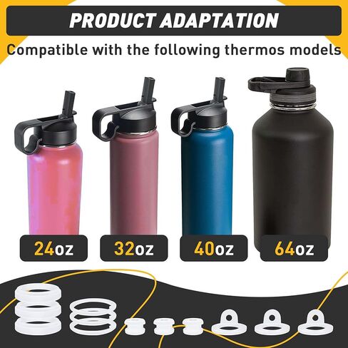 استبدال حشية زجاجة المياه للقارورة الحرارية - 12 قطعة من حلقات الختم السيليكون البديلة لغطاء زجاجة مياه معزول من الفولاذ المقاوم للصدأ 24oz/32oz/40oz/64oz - استبدال حشية زجاجة المياه in Kuwait