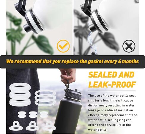 استبدال حشية زجاجة المياه للقارورة الحرارية - 12 قطعة من حلقات الختم السيليكون البديلة لغطاء زجاجة مياه معزول من الفولاذ المقاوم للصدأ 24oz/32oz/40oz/64oz - استبدال حشية زجاجة المياه in Kuwait