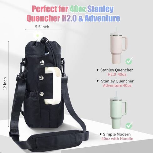 ayamaya Water Bottle Carrier Bag for Stanley 40 oz Tumbler - Water Bottle Holder Pouch with Phone Pocket & Adjustable Straps Bollus with Straw Cover for Stanley Cup Accessories Gifts for Men Women in Saudi Arabia