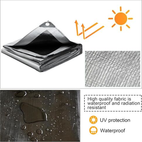 STARPYNG-12 Mil Pink/Silver 6x8 Feet Tarp-Heavy Duty Poly Tarp-Cover,Waterproof, UV Resistant, Weather Resistant, Cover Cars, Boats, Courtyards,Camping in Kuwait