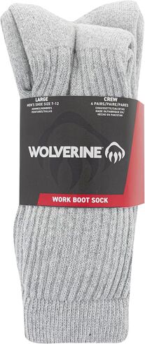 Wolverine Men's Cotton Boot Crew Socks - 4 Pairs - Breathable Cotton Cushioning in Saudi Arabia