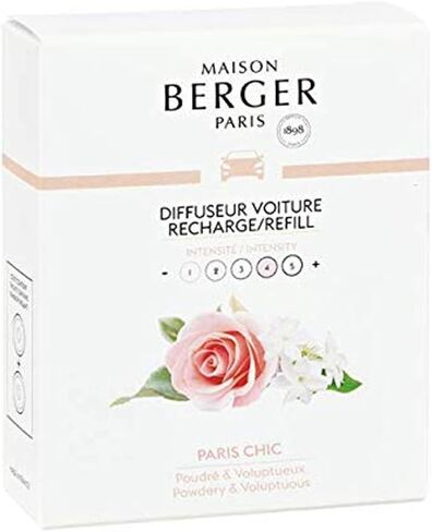 Set of 2 Ceramic Pods for Refillable Car Air Freshener Vent Clip Diffuser - 4/6 Weeks Diffusion Time - Maison Berger Fragrance and Scent - Amber’s Sun - Made in France in Saudi Arabia
