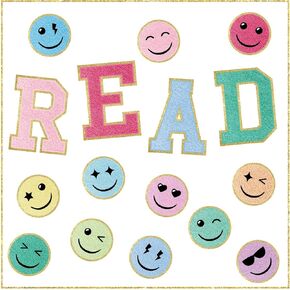 16 Pcs Reading Poster for Classroom Smile Face Cutouts Posters Reading Bulletin Board Decorations Library Read Sign for Preschool Primary Middle High School Wall Decor