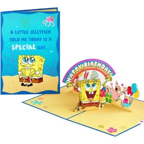 Lovepop SpongeBob Squarepants Birthday Pop-Up Card for Her and Him - 3D Greeting Cards for Boys, Girls, Men, Women - 5" x 7" Card - Blank Notecard & Envelope Included