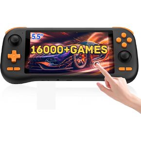 kinhank K56 Retro Handheld Game Console, Support 16000+ Games, Equipped with 128G TF Card, Android 14.0 System, Portable Retro Video Game Console, 5.5 Inch IPS Touch Screen, 2.4G/5G, BT 5.0 (128GB)