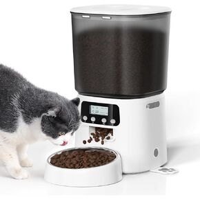 Automatic Cat Feeder,4L Timed Cat Dry Food Dispenser,Pet Feeder up to 6 Meals and 30 Portions per Day,10S Voice Record,Flexible Schedule Timer,Dual Power,Auto Pet Feeder for Cats and Small Dogs